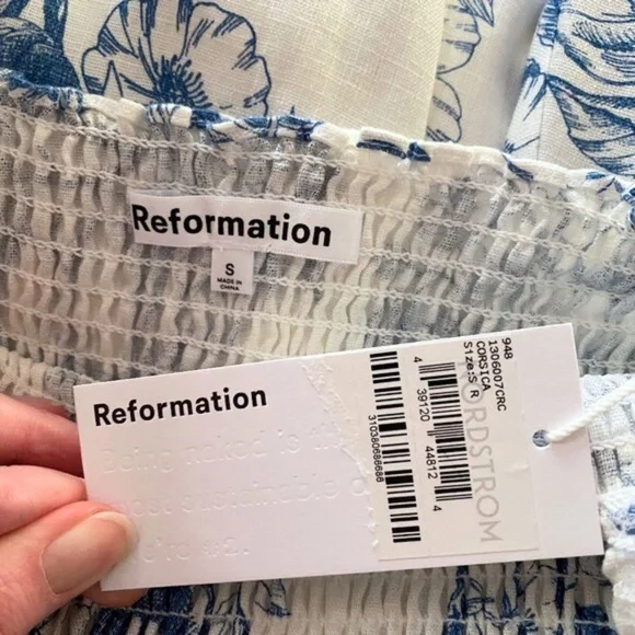 NEW Reformation Gitane Linen Dress Corsica Small - Picture 16 of 17